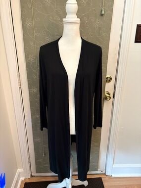 J. Jill Long Open-Front Black Cardigan